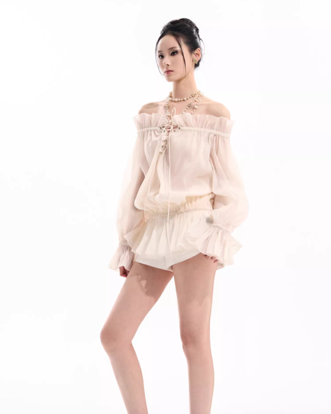 Off Shoulder Chiffon Top TUW0003