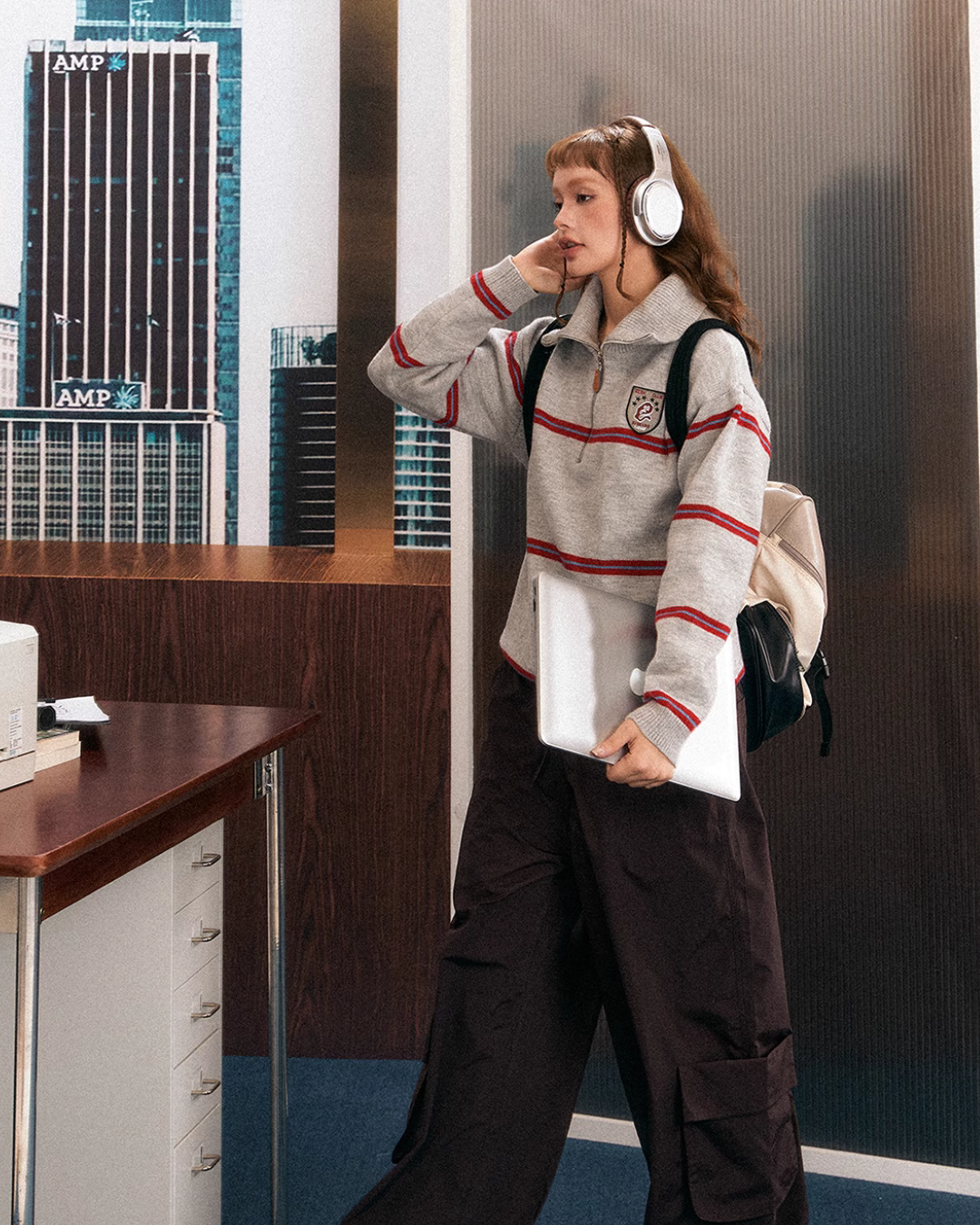 Half Zip College Style Knit EZK0085