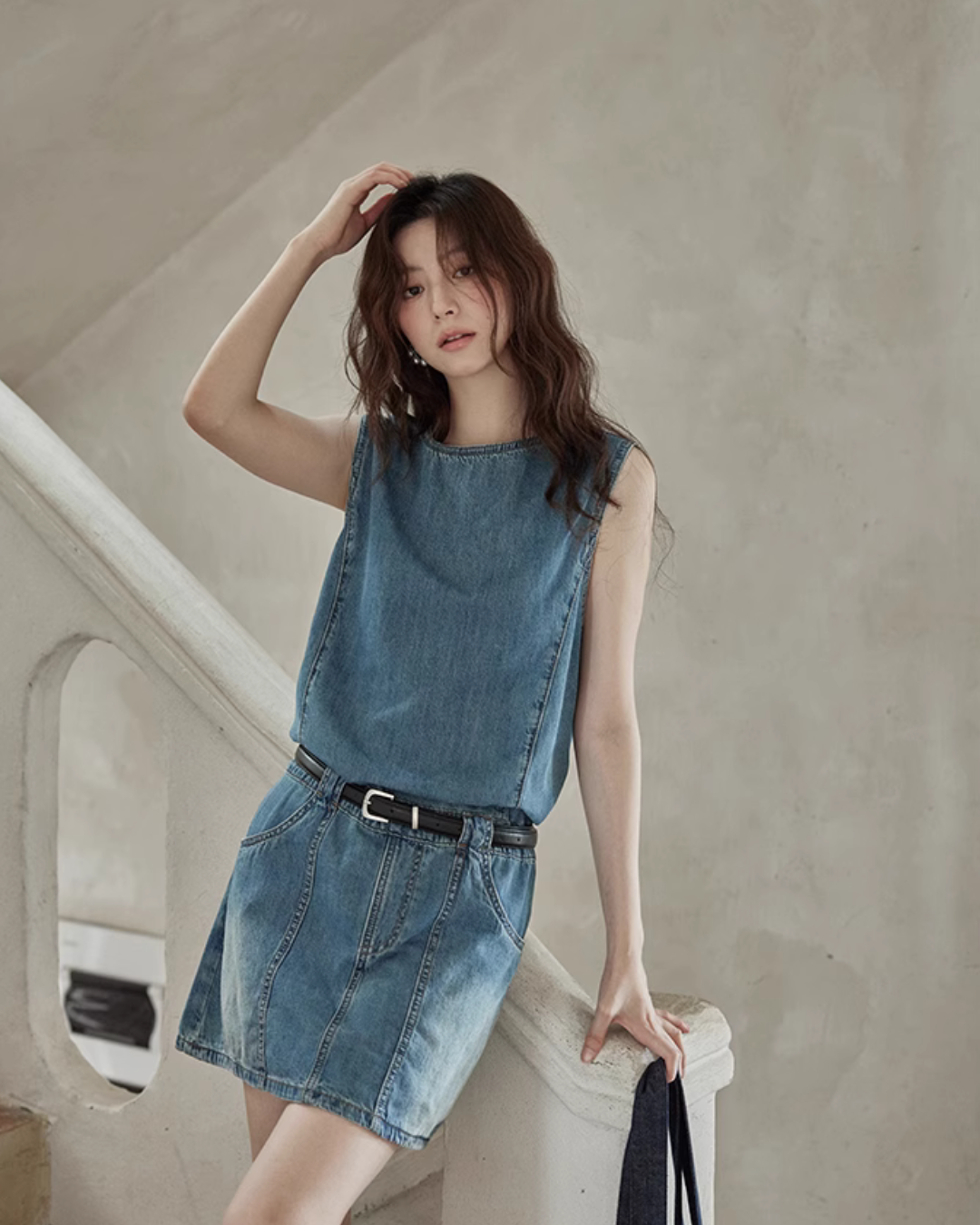 Sleeveless Denim Mini Dress SMS0016