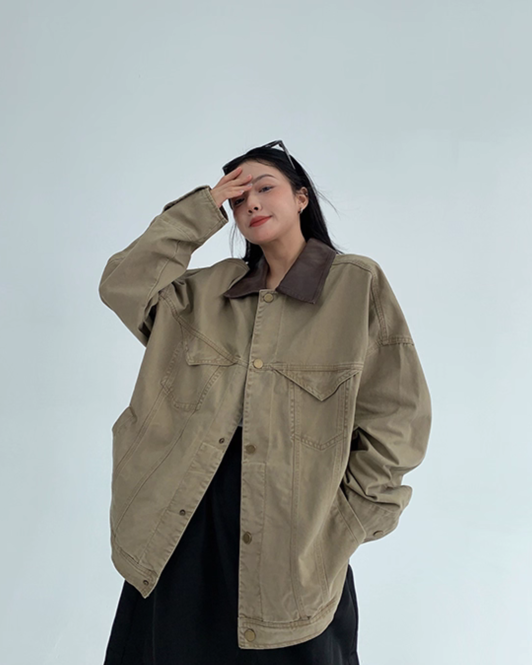 Leather Collar Military Jacket YLS0914