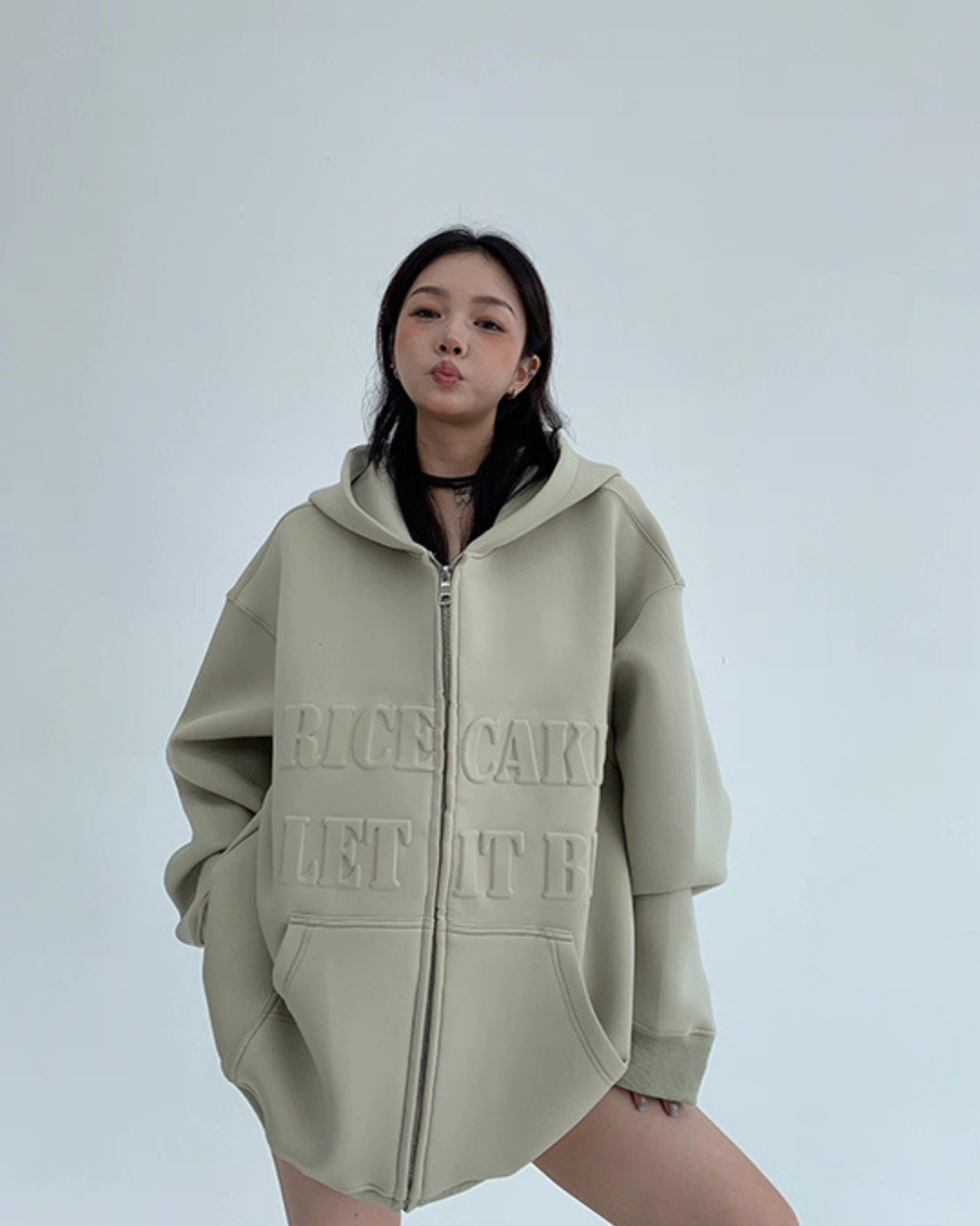 Embossed Logo Zip Hoodie YLS0910