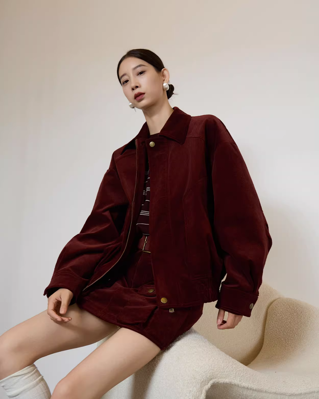 Retro Corduroy Jacket / Mini Skirt SUY0007