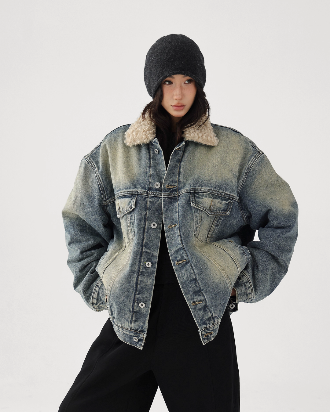 Fur Collar Denim Jacket ACS0314