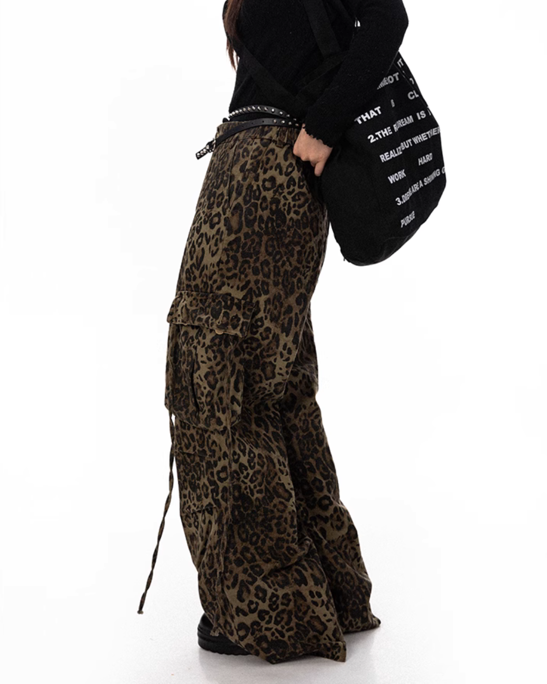 Leopard Wide Cargo Pants BLB0030