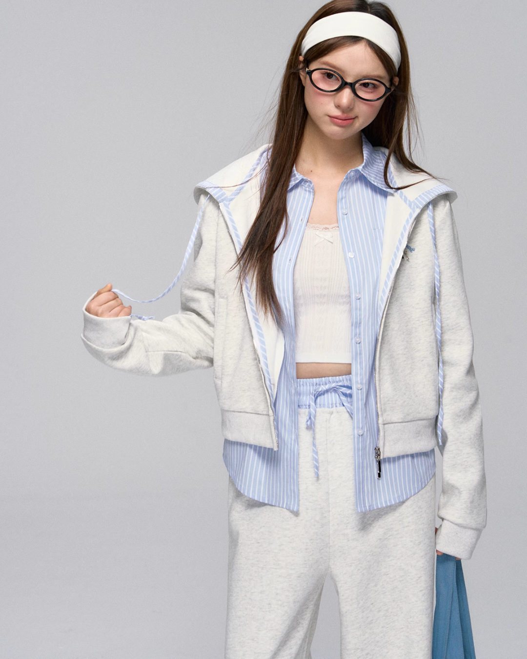 Zip Hoodie / Striped Sweatshirt / Casual Sweatpants ASG0030