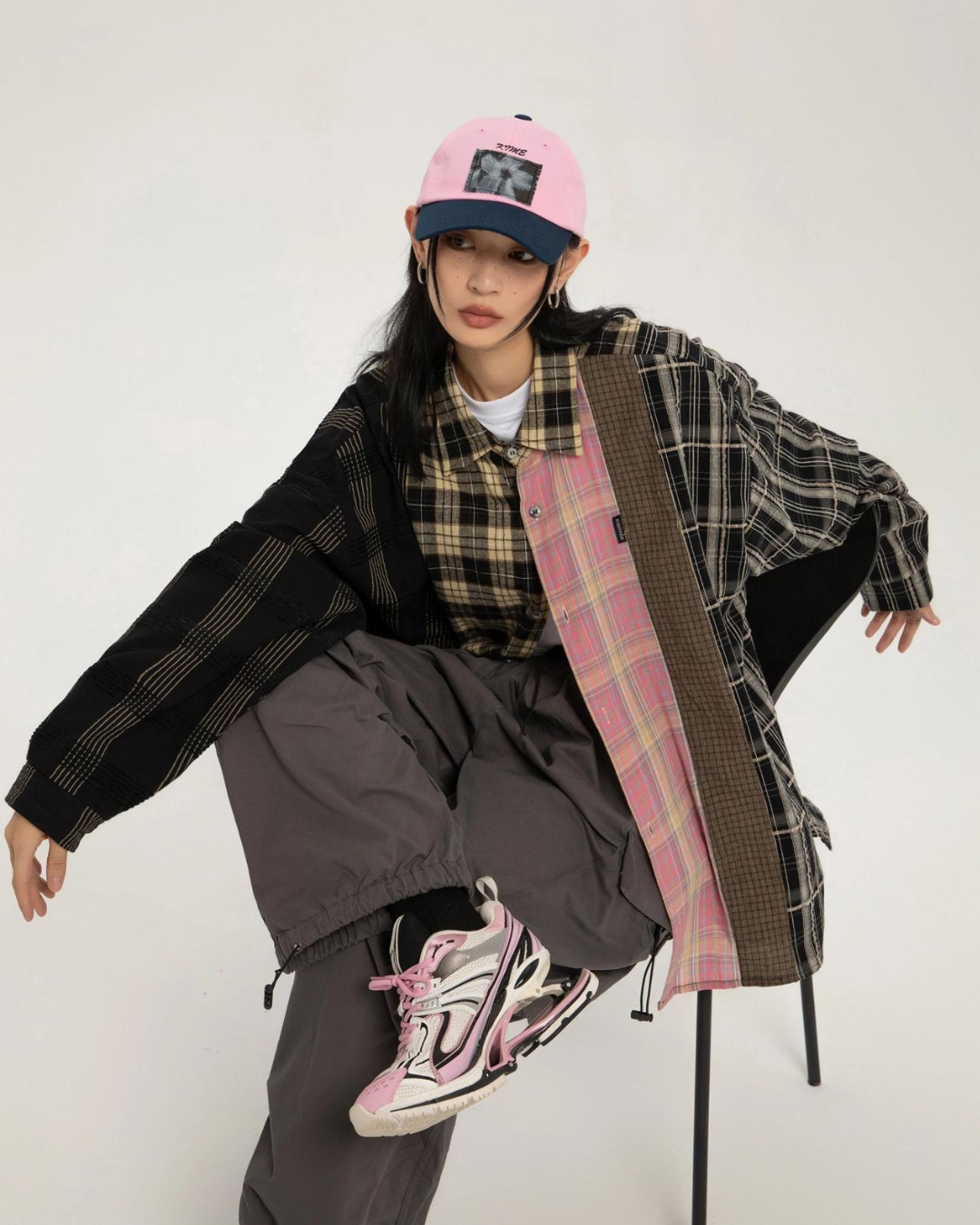Vintage Plaid Big Shirt EZK0018