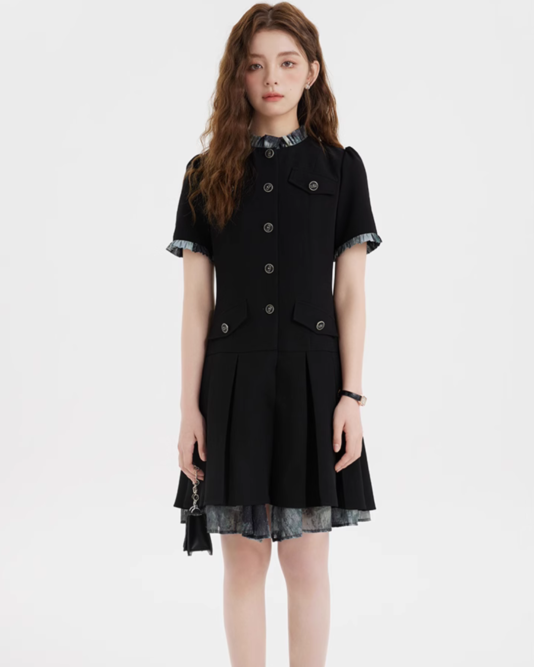 Box Pleat Tweed Dress LSN0008