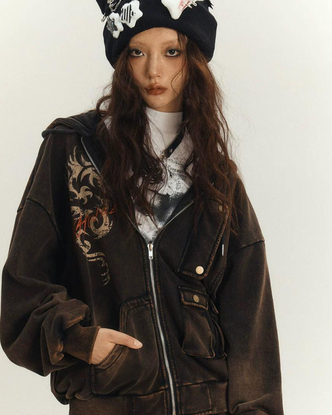 Vintage Dark Hoodie&Mini Skirt YKH0013