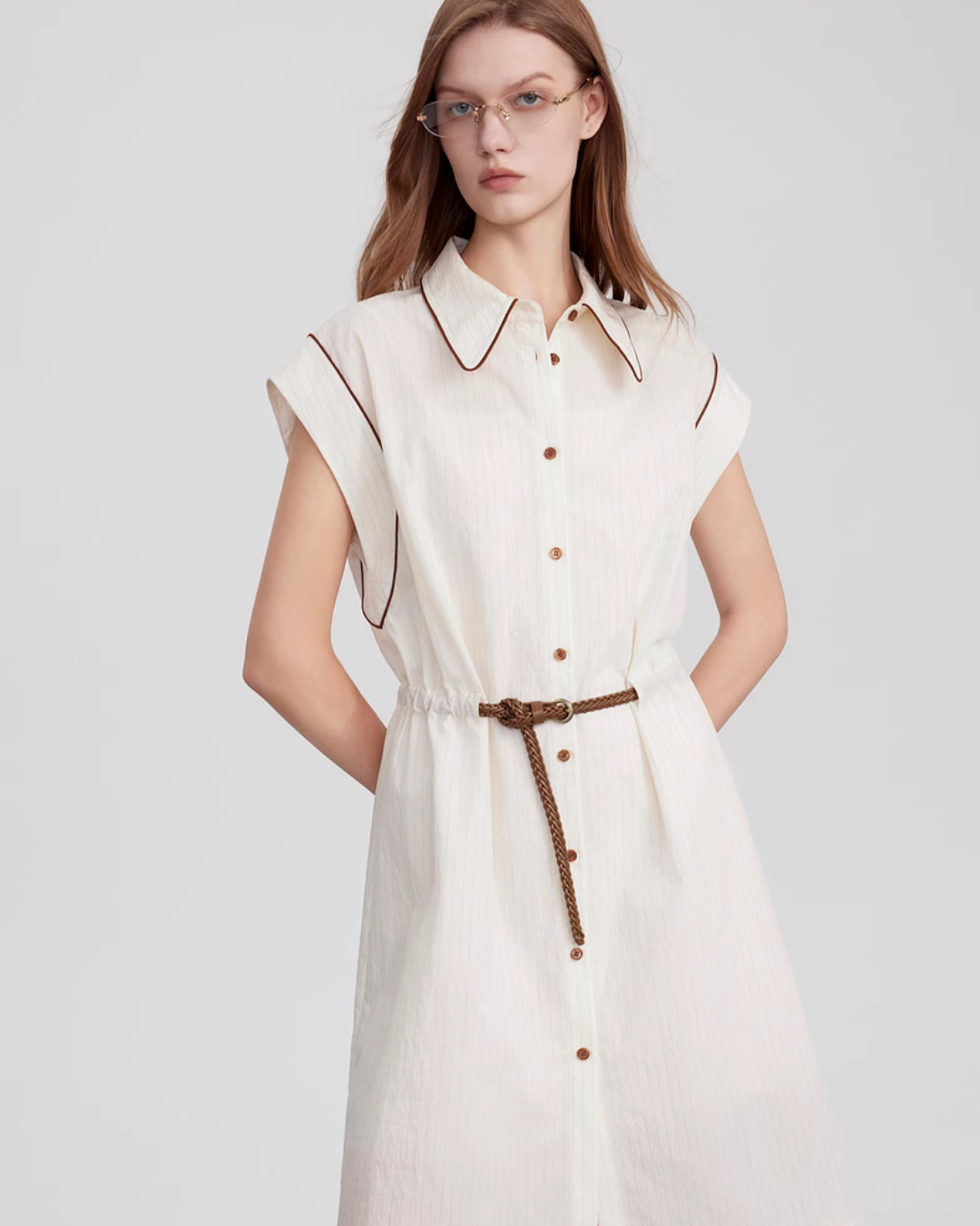 Sleeveless Belt Dress ELE0009