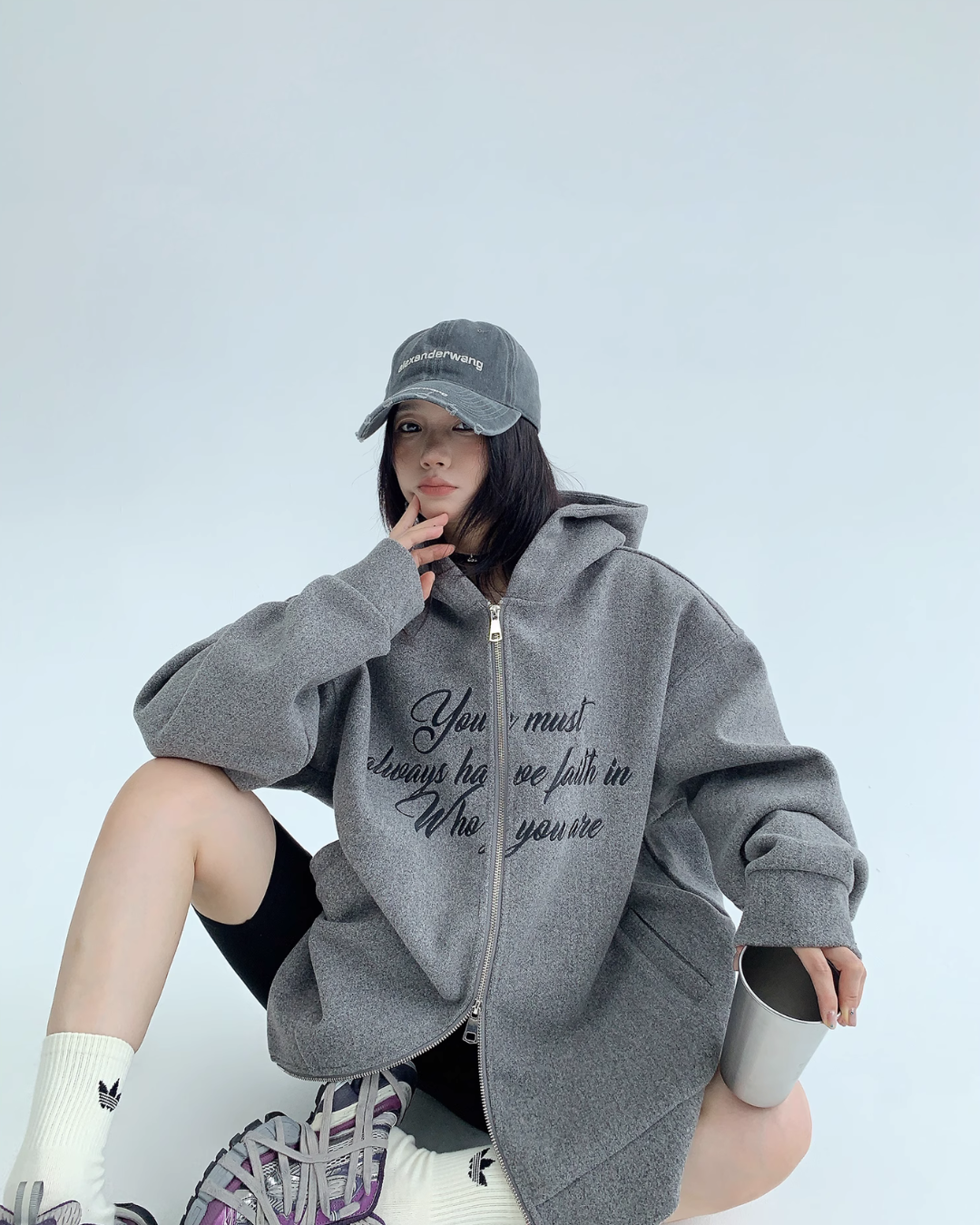 Double Zipper Logo Hoodie YLS0350