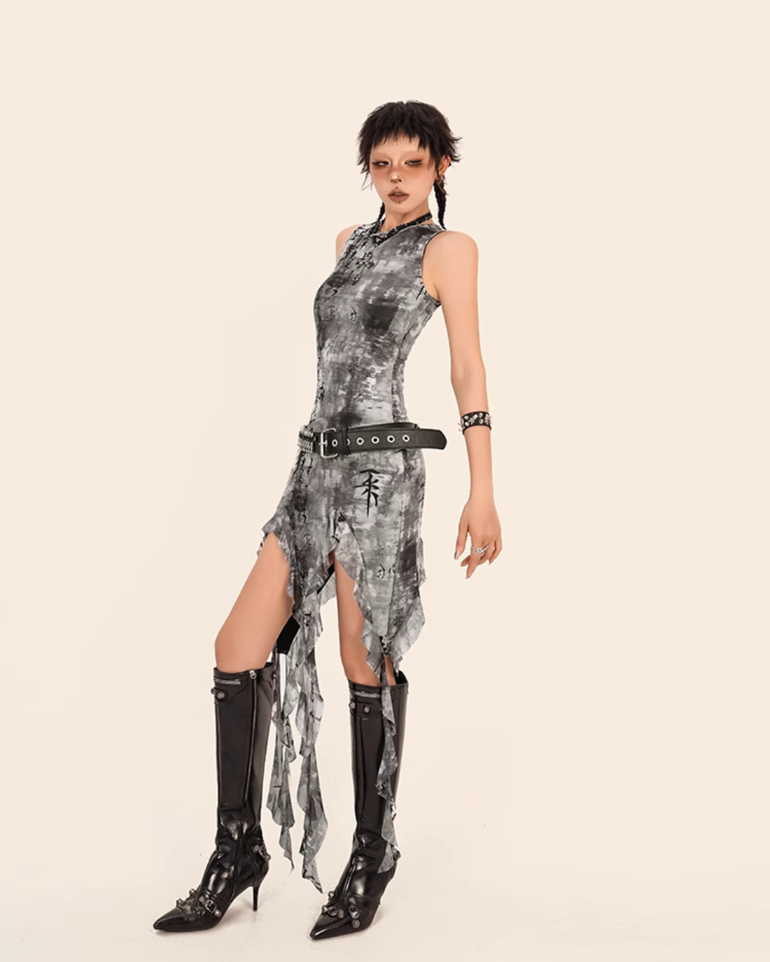 Tie Dye Slim Slit Dress NIM0011