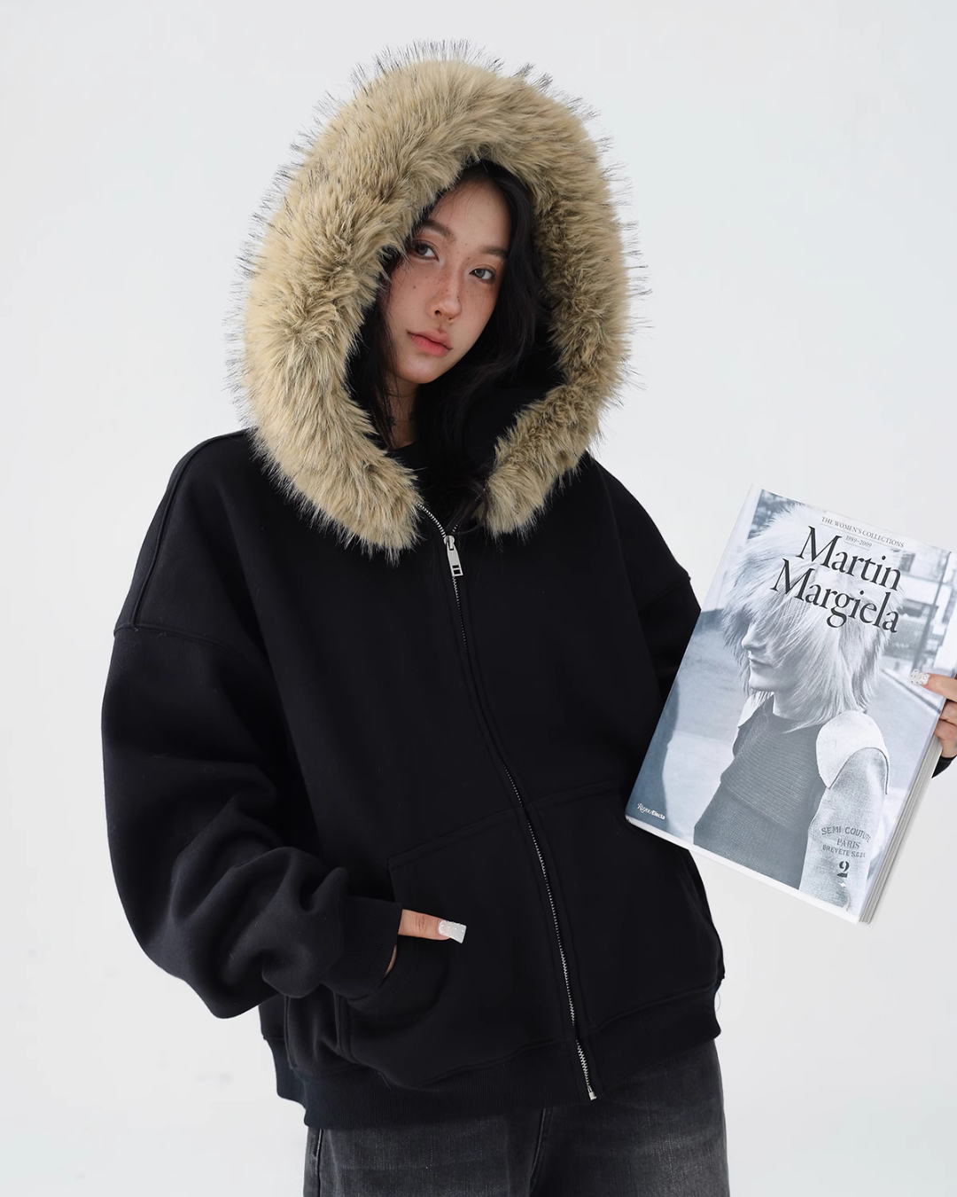 Fur Hood Zip Jacket ACS0191 – AuroraBoutique Fur Hood Zip Jacket ACS0191 – AuroraBoutique