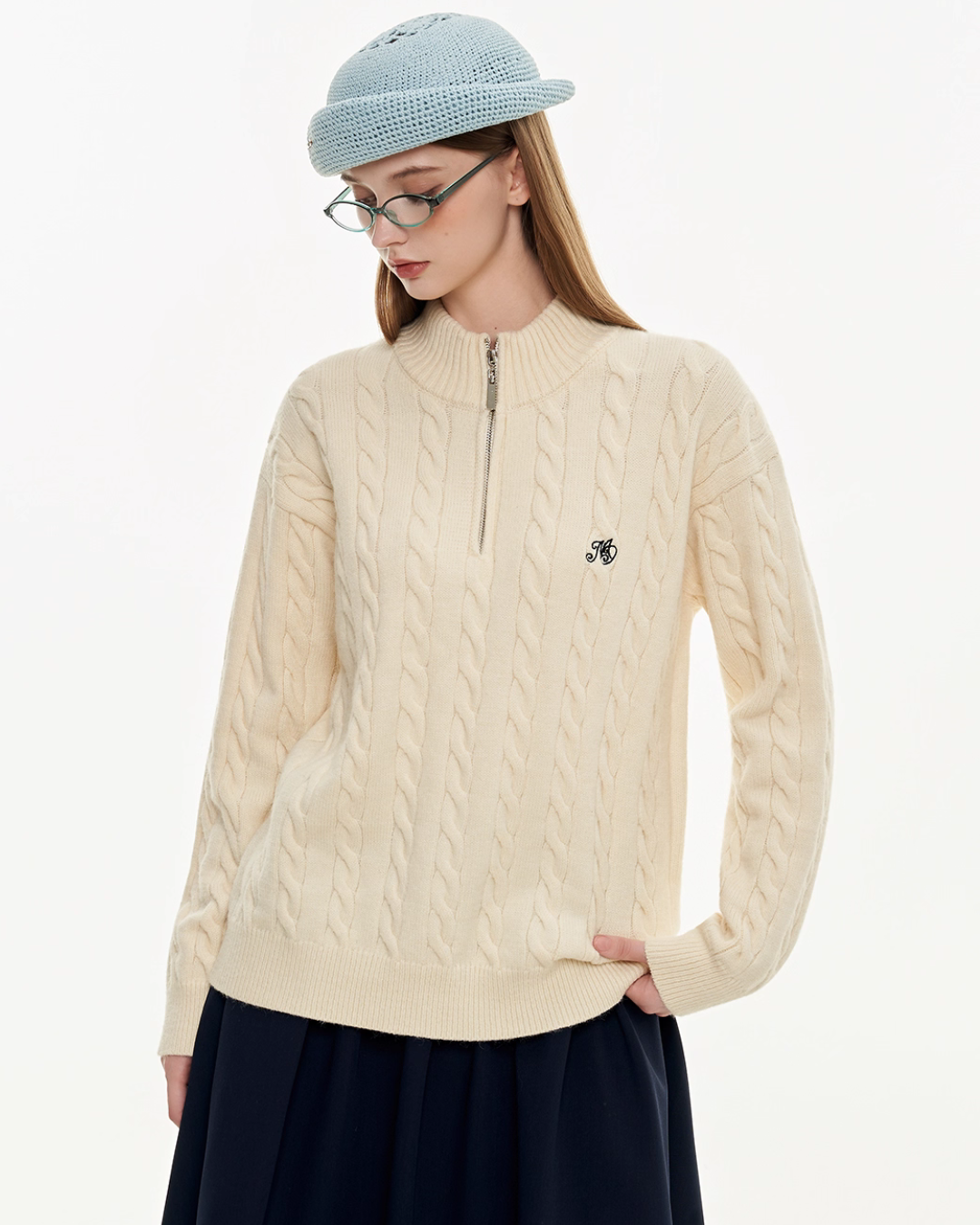 Half Zip Cable Knit MDB0010