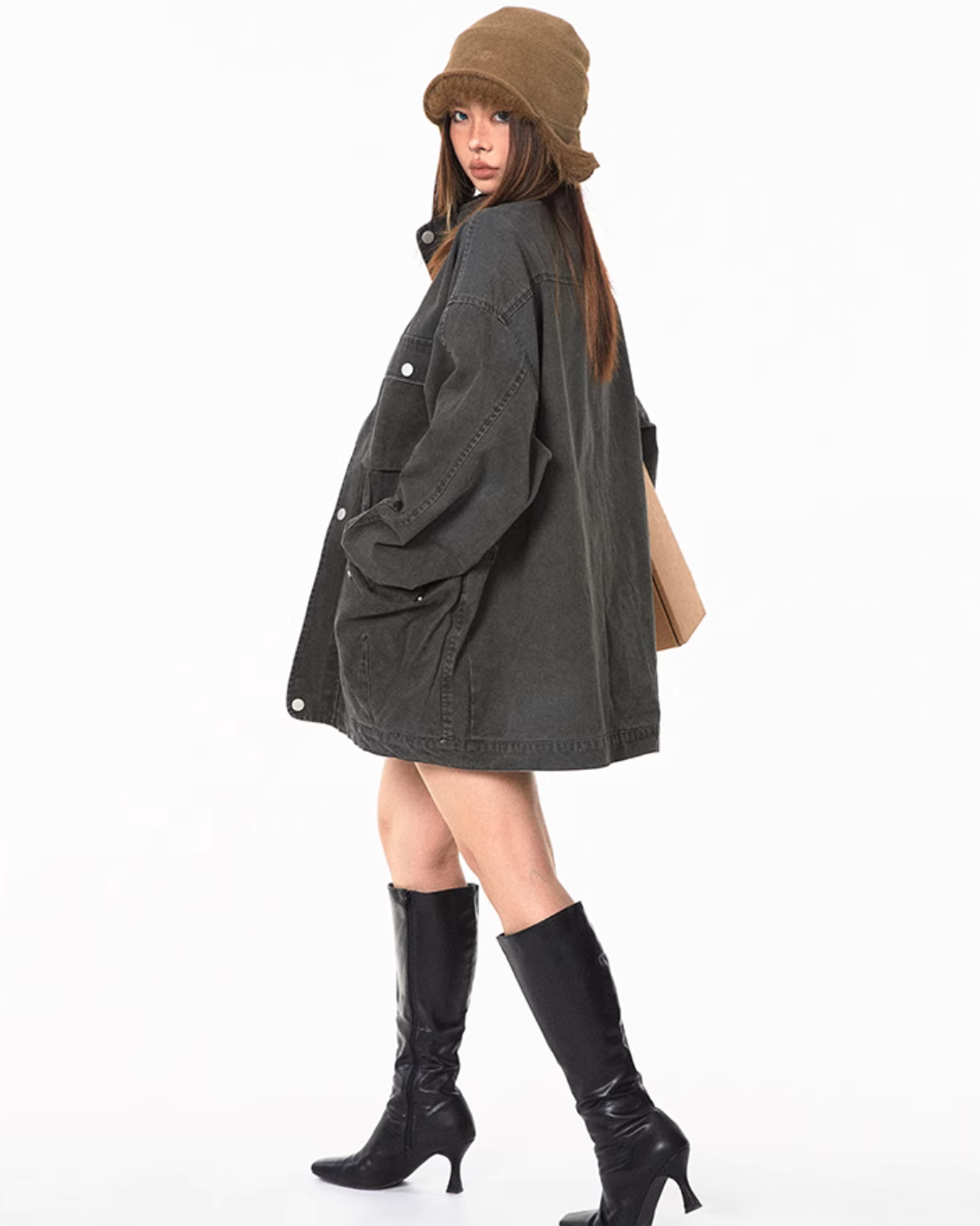Cotton Denim Zip Stand Jacket BLB0023