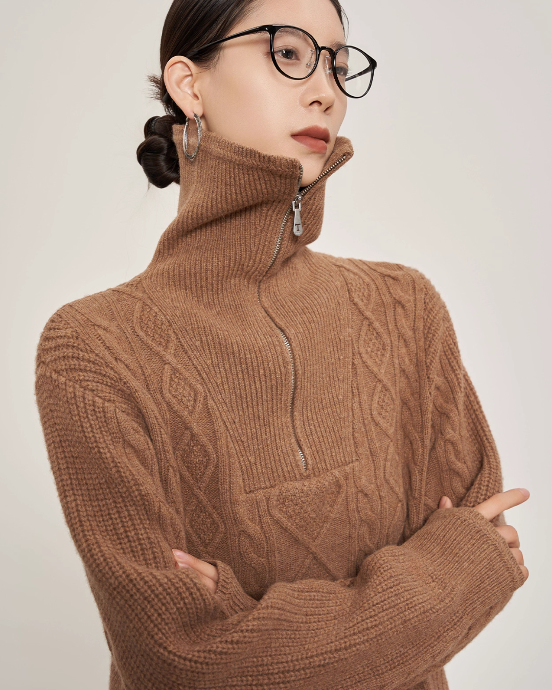 Cable Half-Zip Knit Dress SUY0015