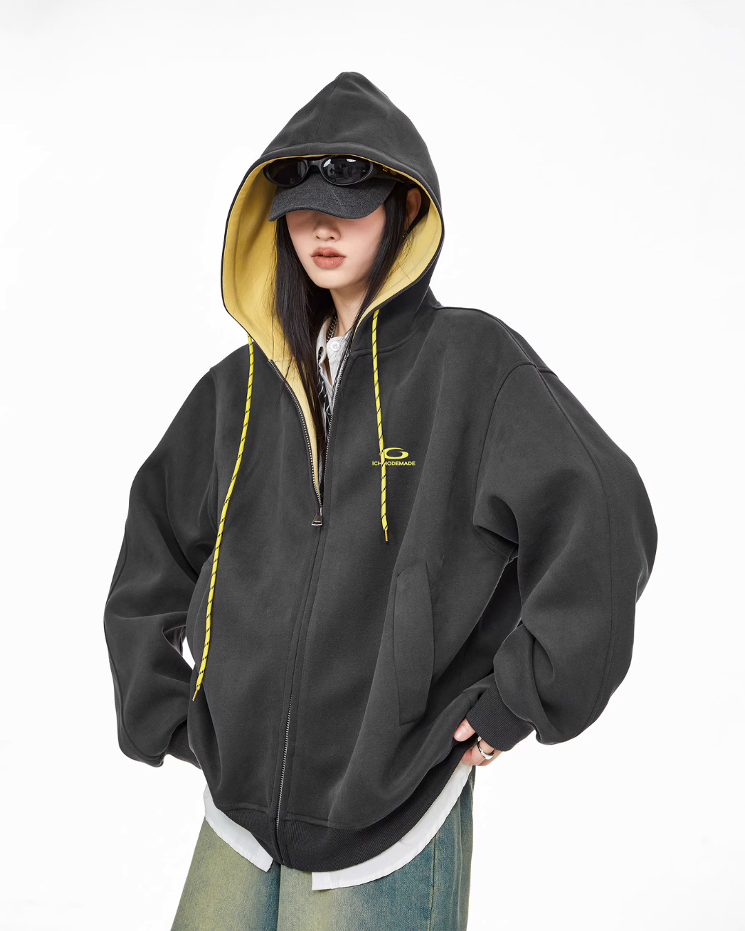 Retro Color Block Zip Hoodie ICM0077