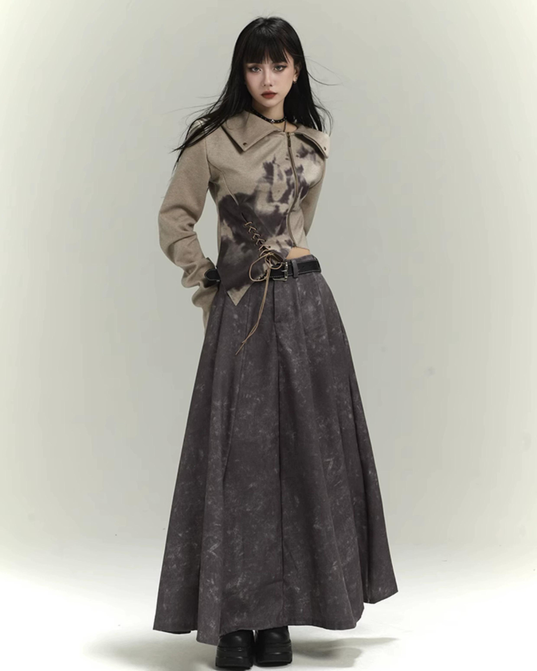 Asymmetrical Zip Long Sleeve Top lgh0017