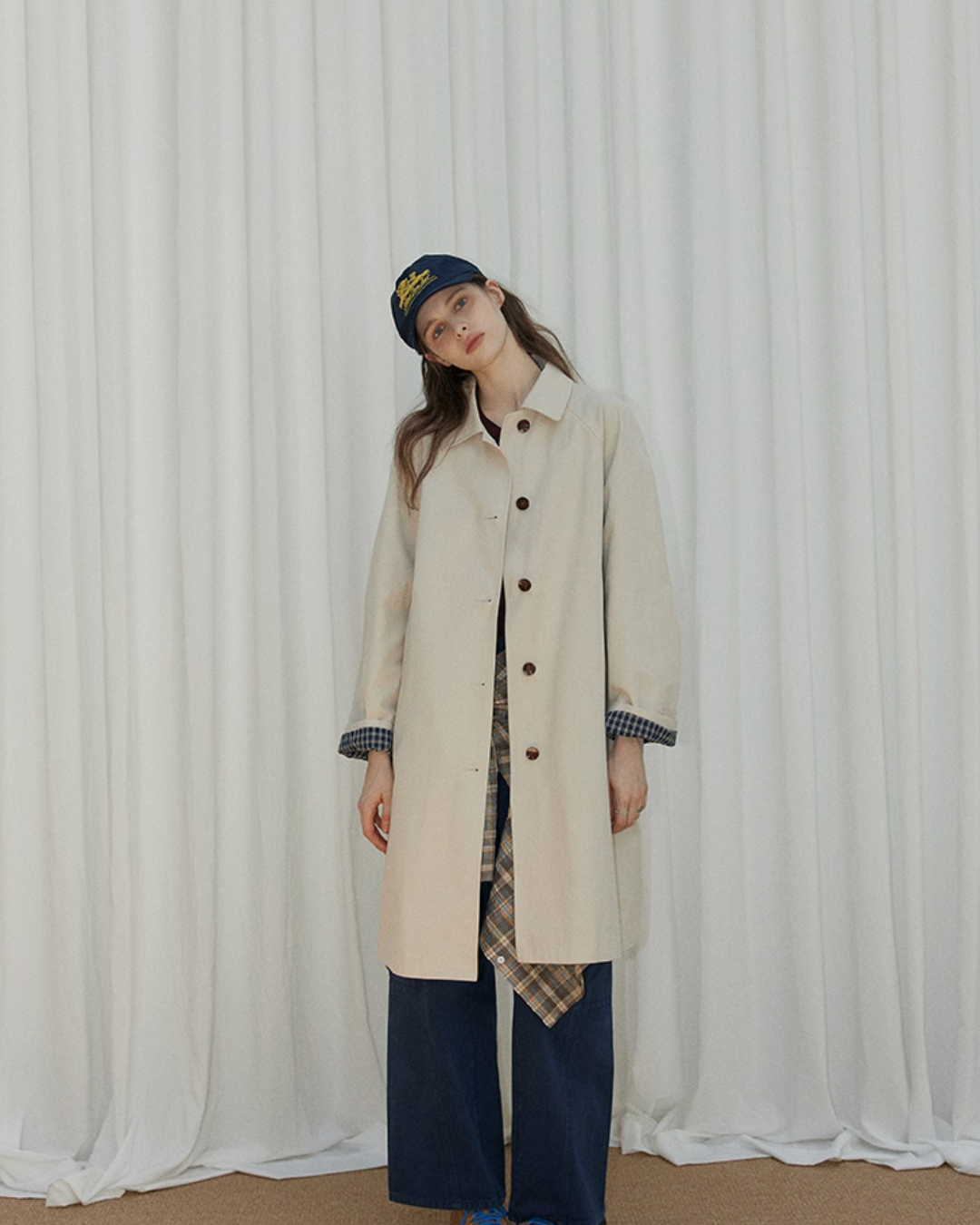 Paid Collar Long Coat RLZ0017