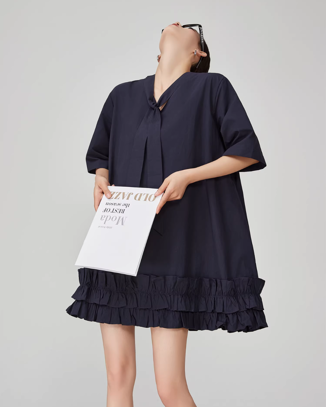 Bow-tie Hem Frill Mini Dress FER0103