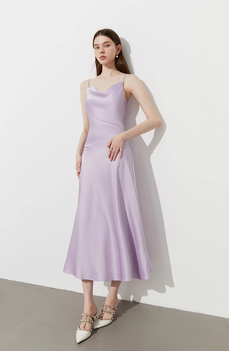 Satin Flare Strap Dress DPY0003