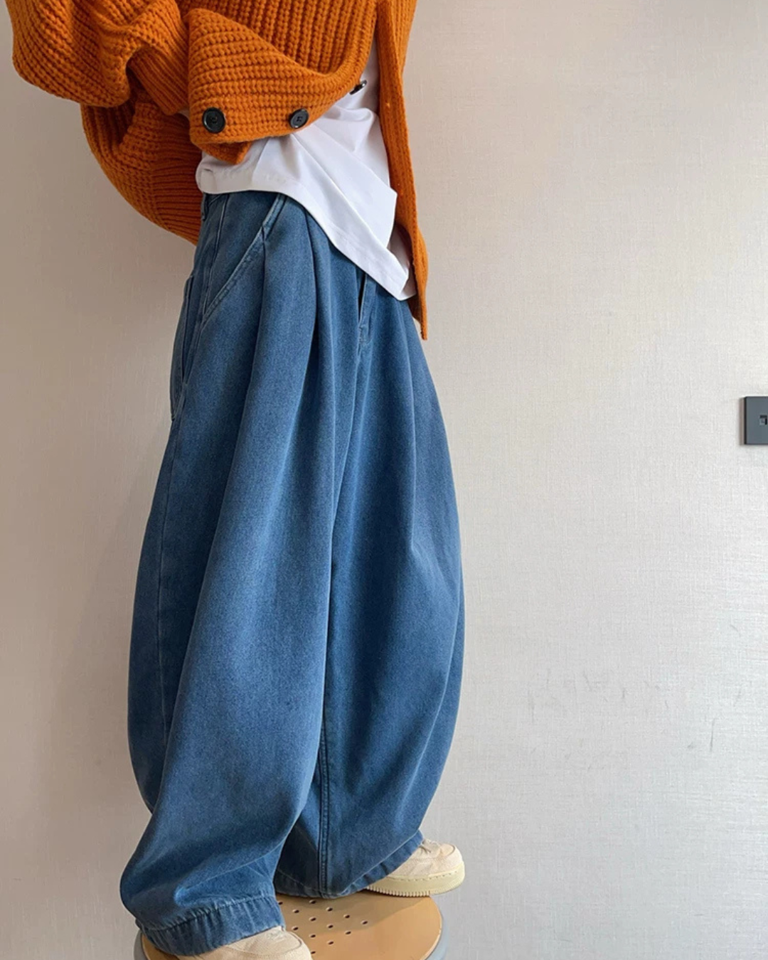 Retro Washed Blue Wide Jeans DAZ0001