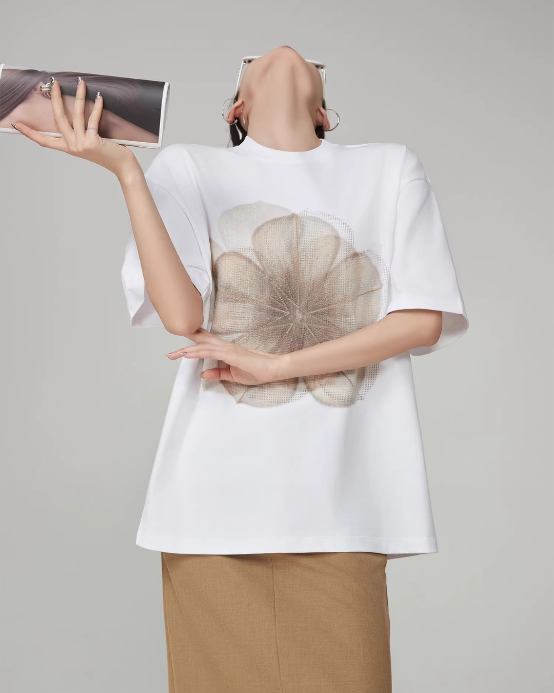 Flower Print Short-Sleeve T-Shirt FER0041
