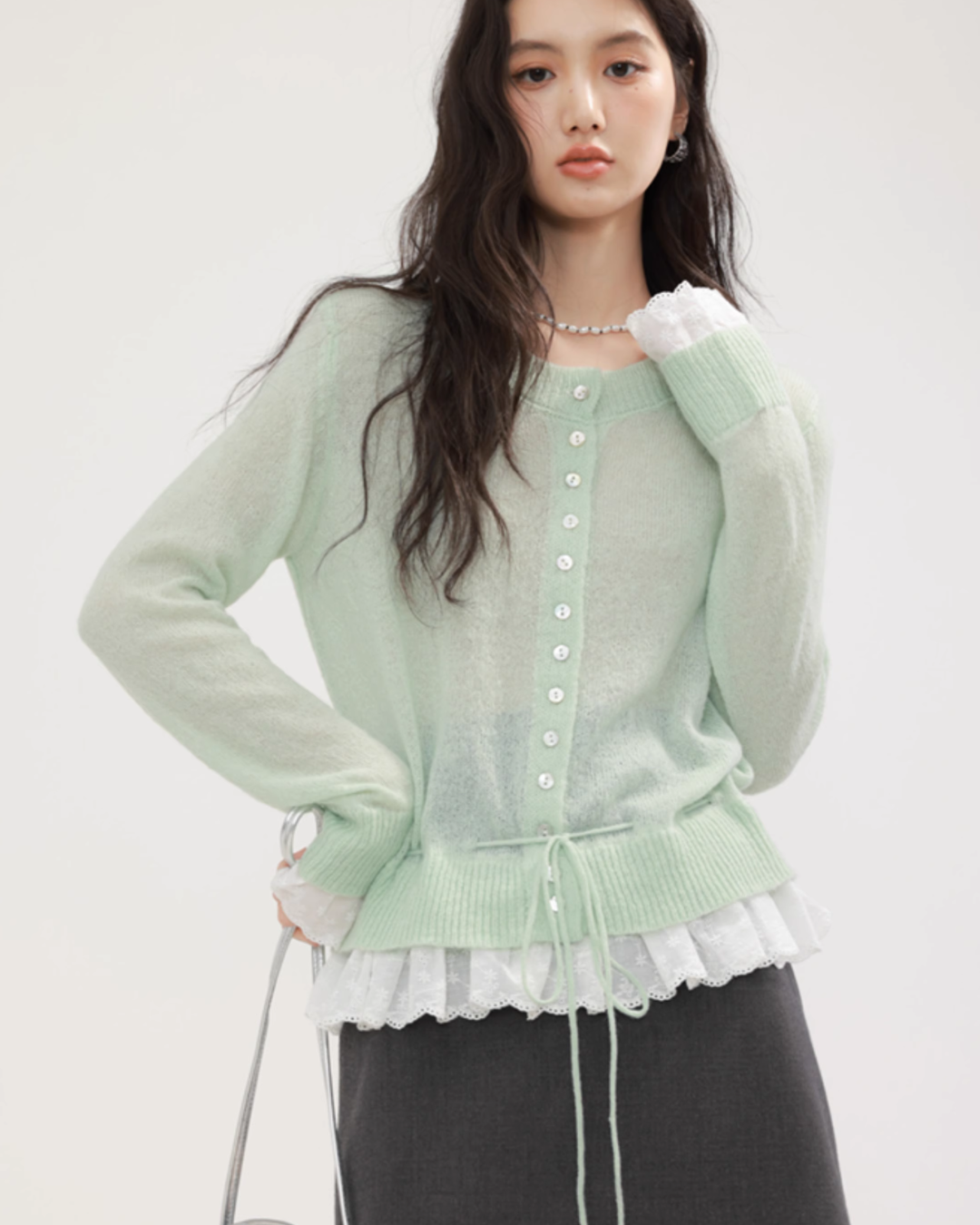 Round Neck Frill Flare Cardigan CHS0009