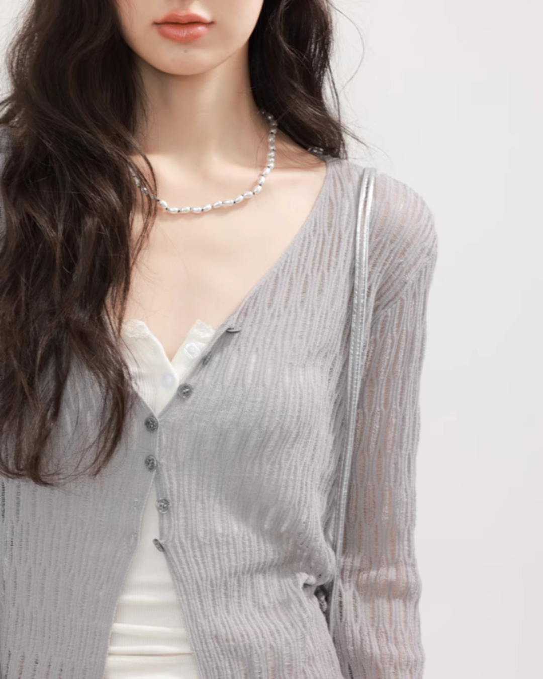 V-neck summer knit cardigan CHS0004