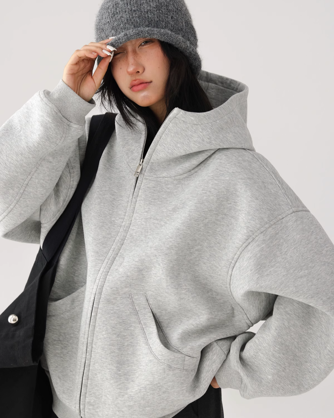 Volume Stand Neck Zip Hoodie ACS0175