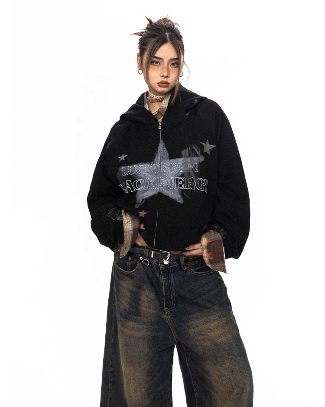Painted Star Zip Hoodie BLB0009