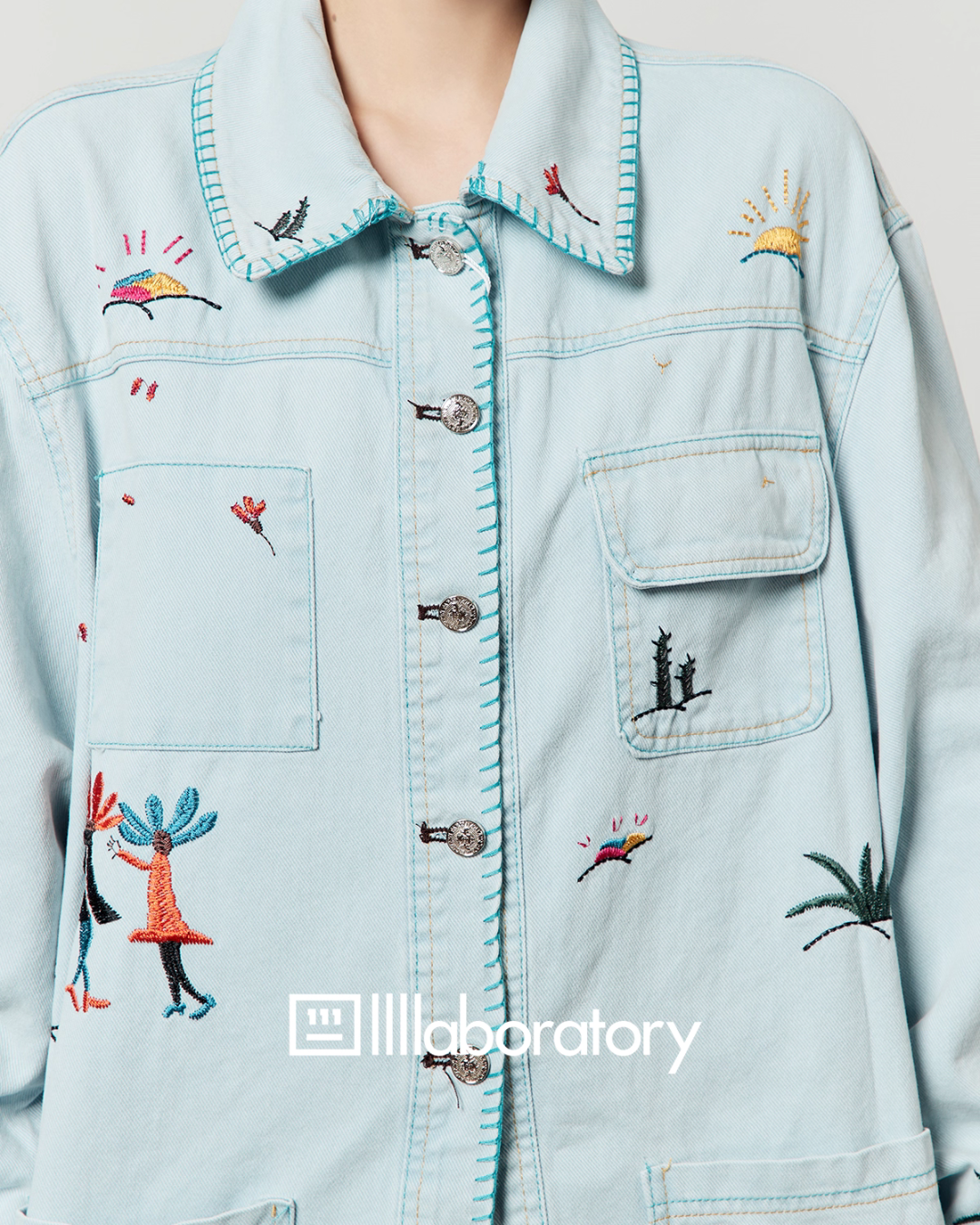 Embroidered Design Denim Shirt LLA0534