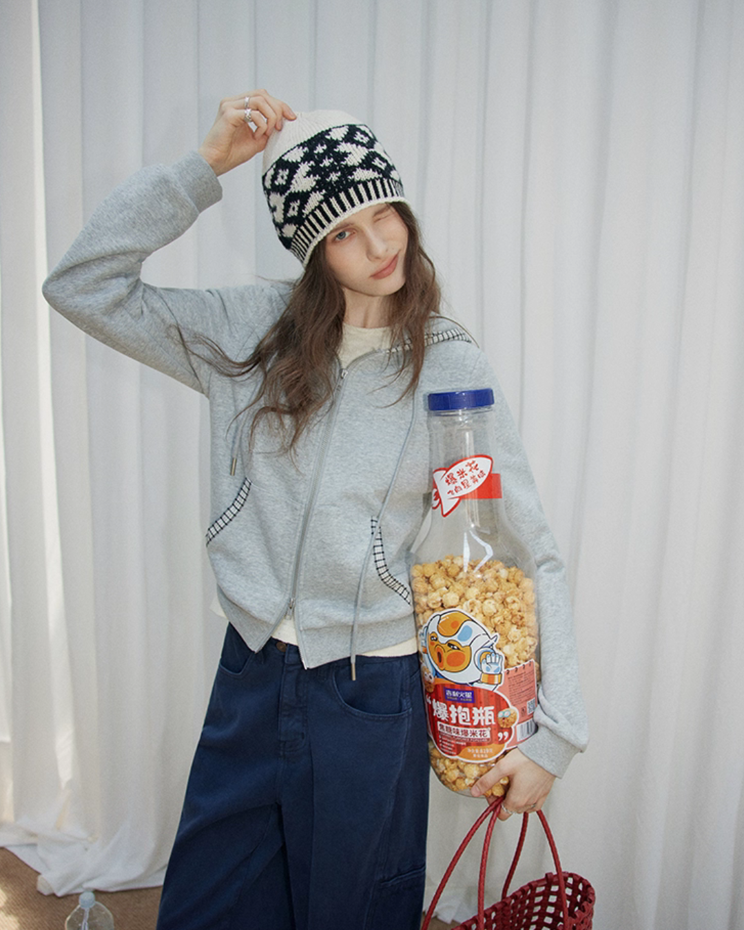 Double Zip Check Hoodie RLZ0013