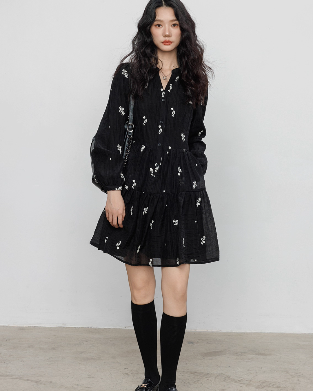 Flower Patterned Flare Dress VAS0146