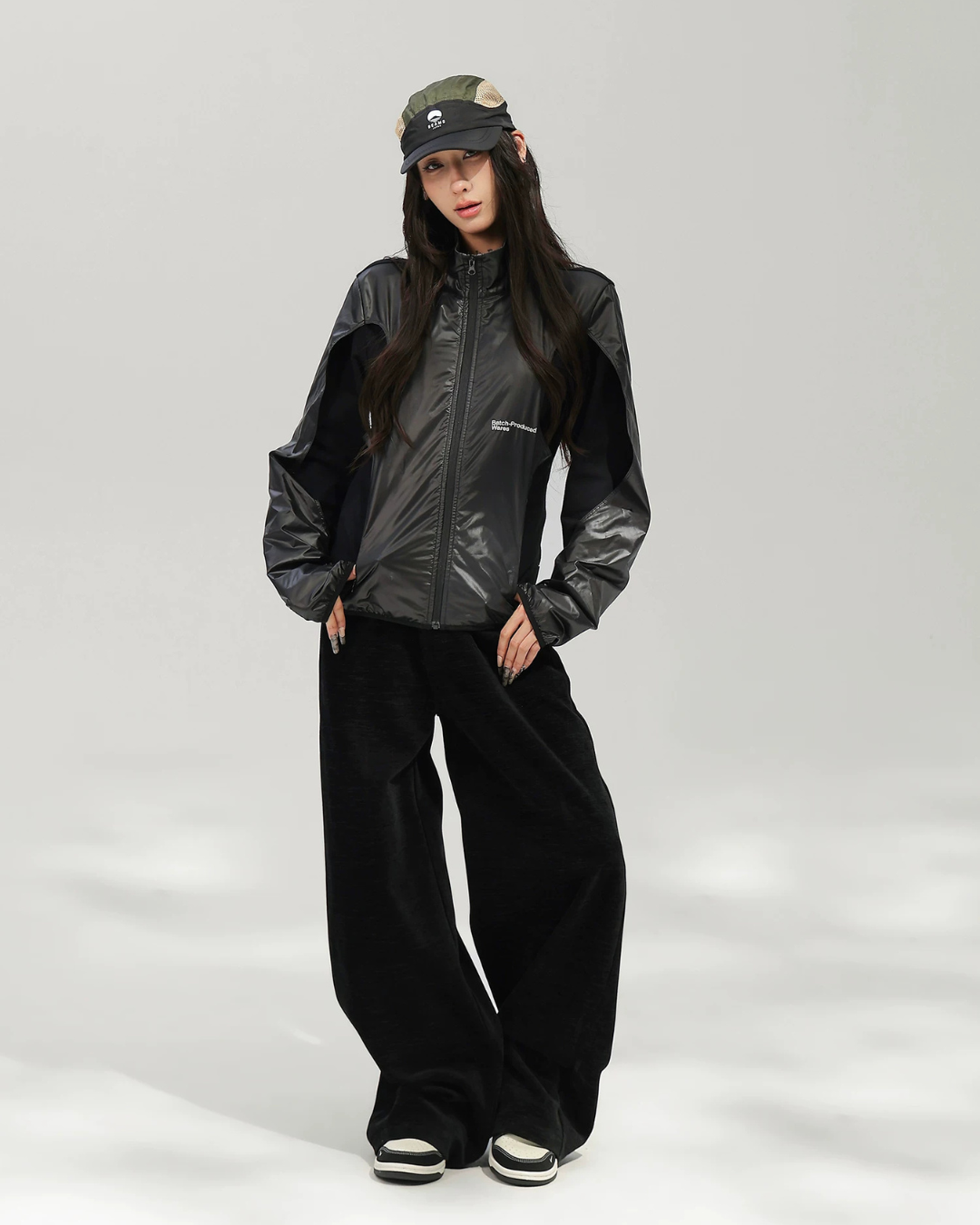 Mixed Material Zip-Up Tech Jacket ACS0386