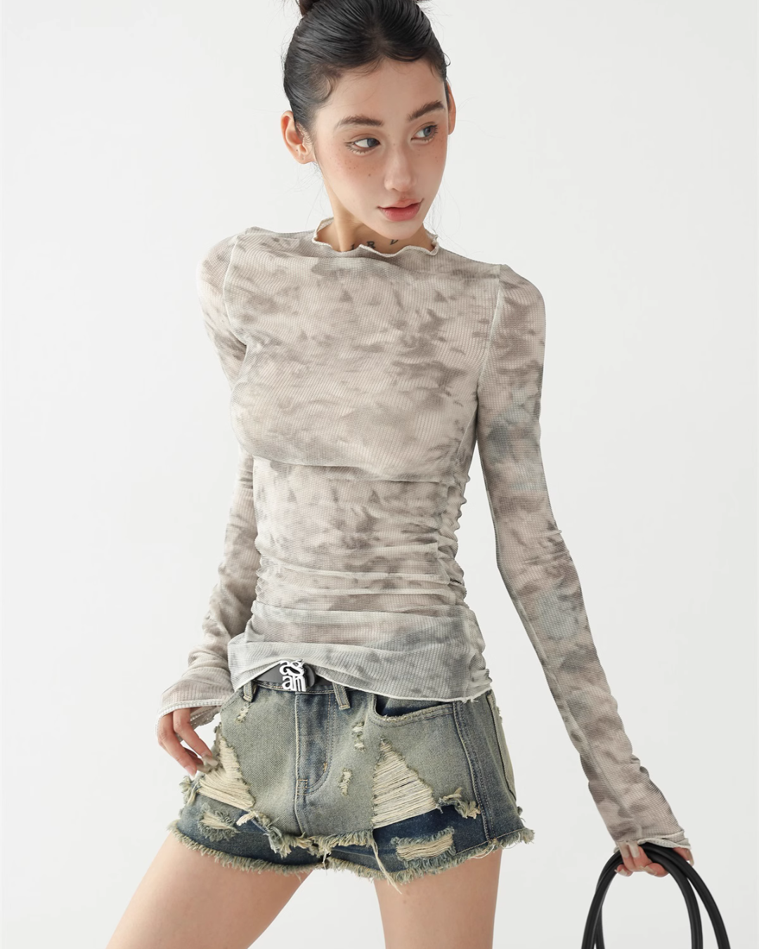 Tiedye Mesh Slim Long Sleeve Top ACS0250