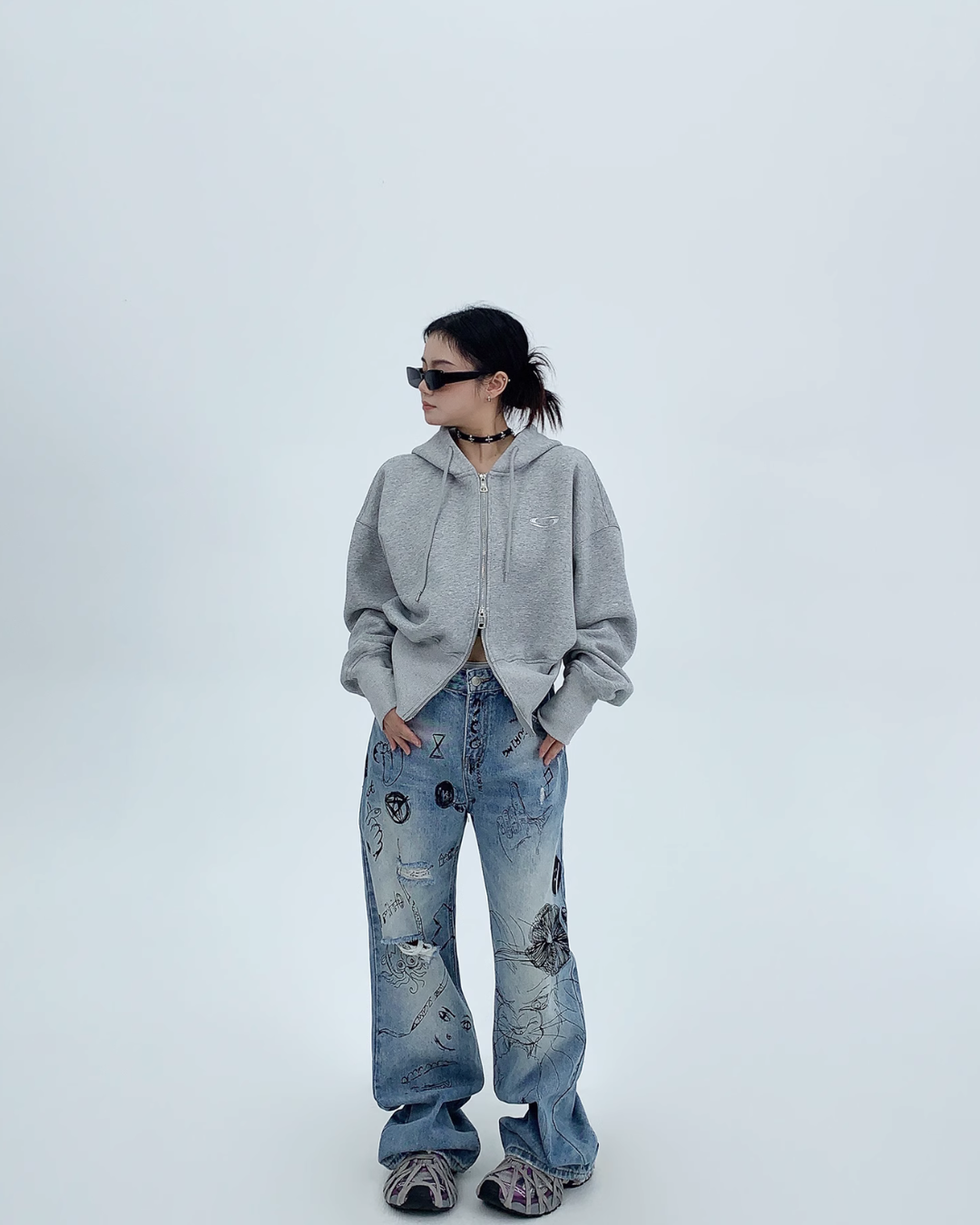 Graffiti Design Denim Pants YLS0521