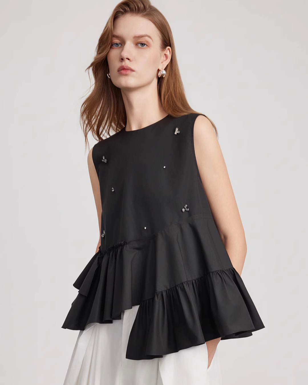 Asymmetrical Tiered Tank Top ELE0014