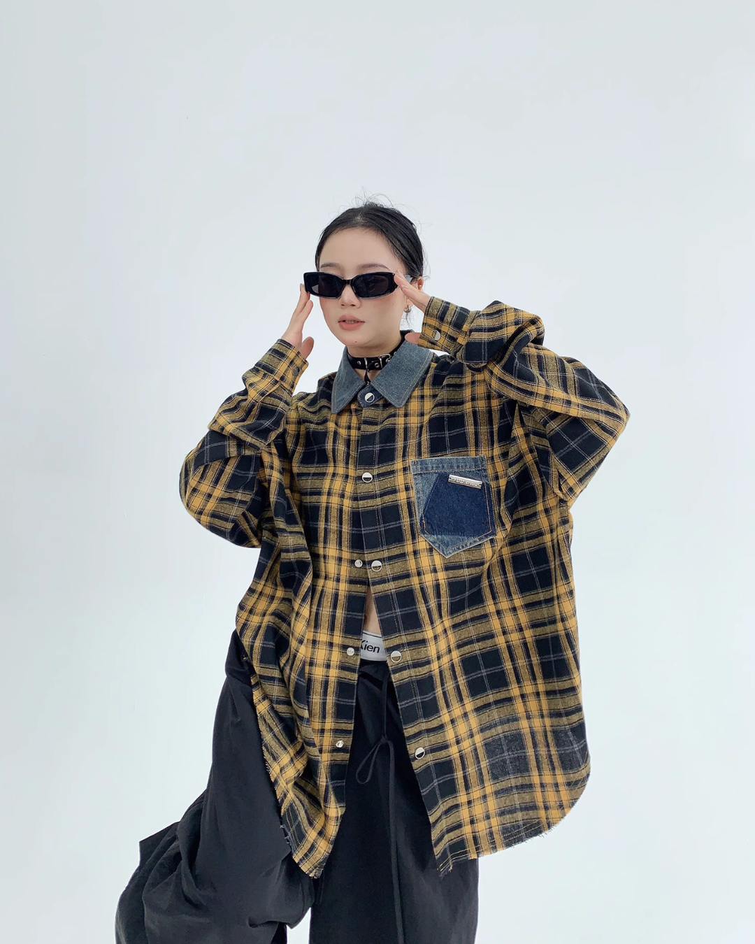 Retro Oversize Plaid Long Sleeved Shirt YLS0436
