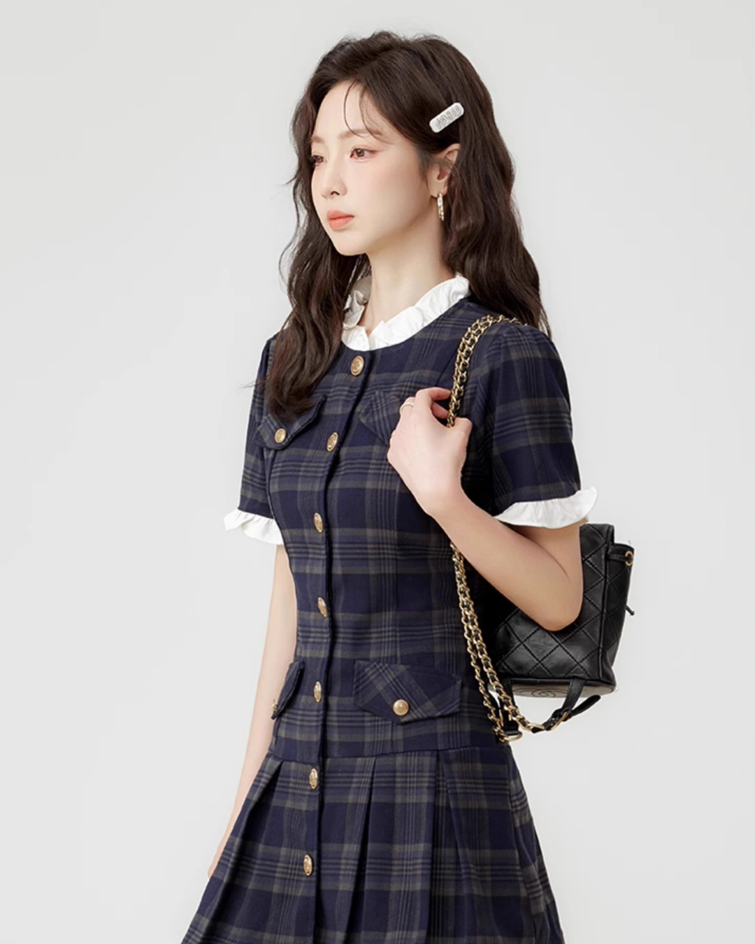 Paid Frill Mini Dress LSN0004