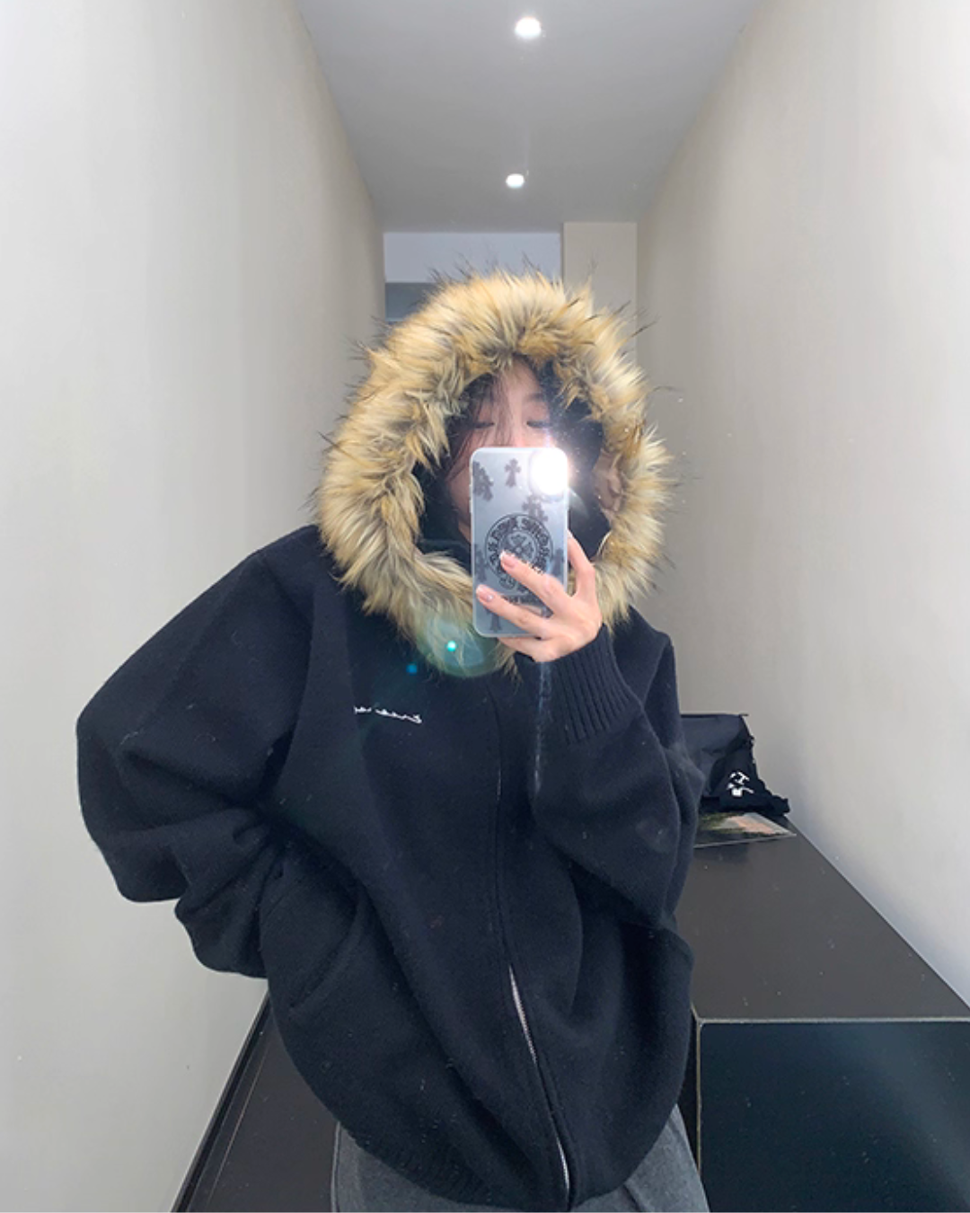 Fur Hood Knit Hoodie YLS0979
