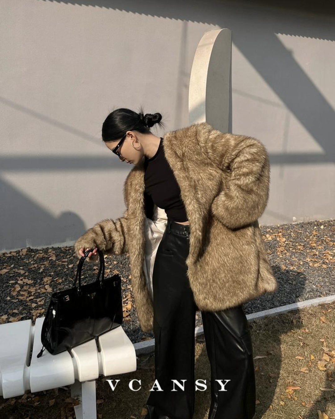 No Collar Volume Fur Coat VCY0046