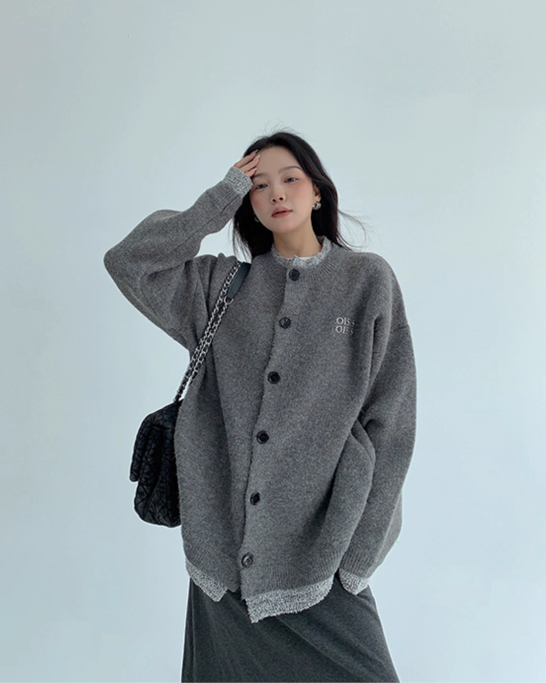 Layered Style Round Neck Knit Cardigan YLS0989