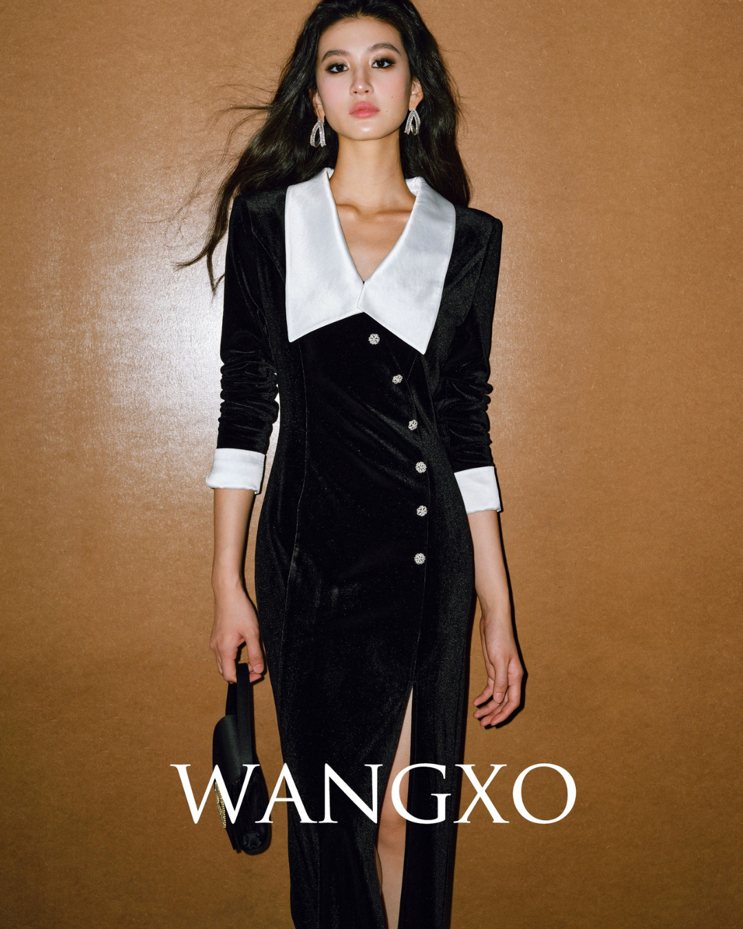 Big Collar Glossy Split Dress WNG0006