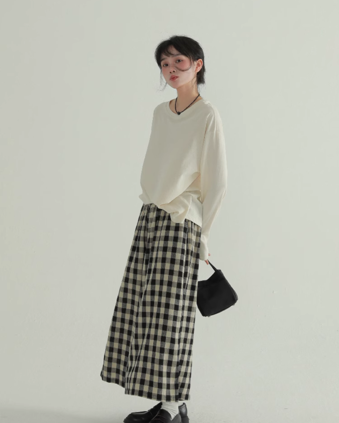 Plaid Linen Wide Pants EPR0003