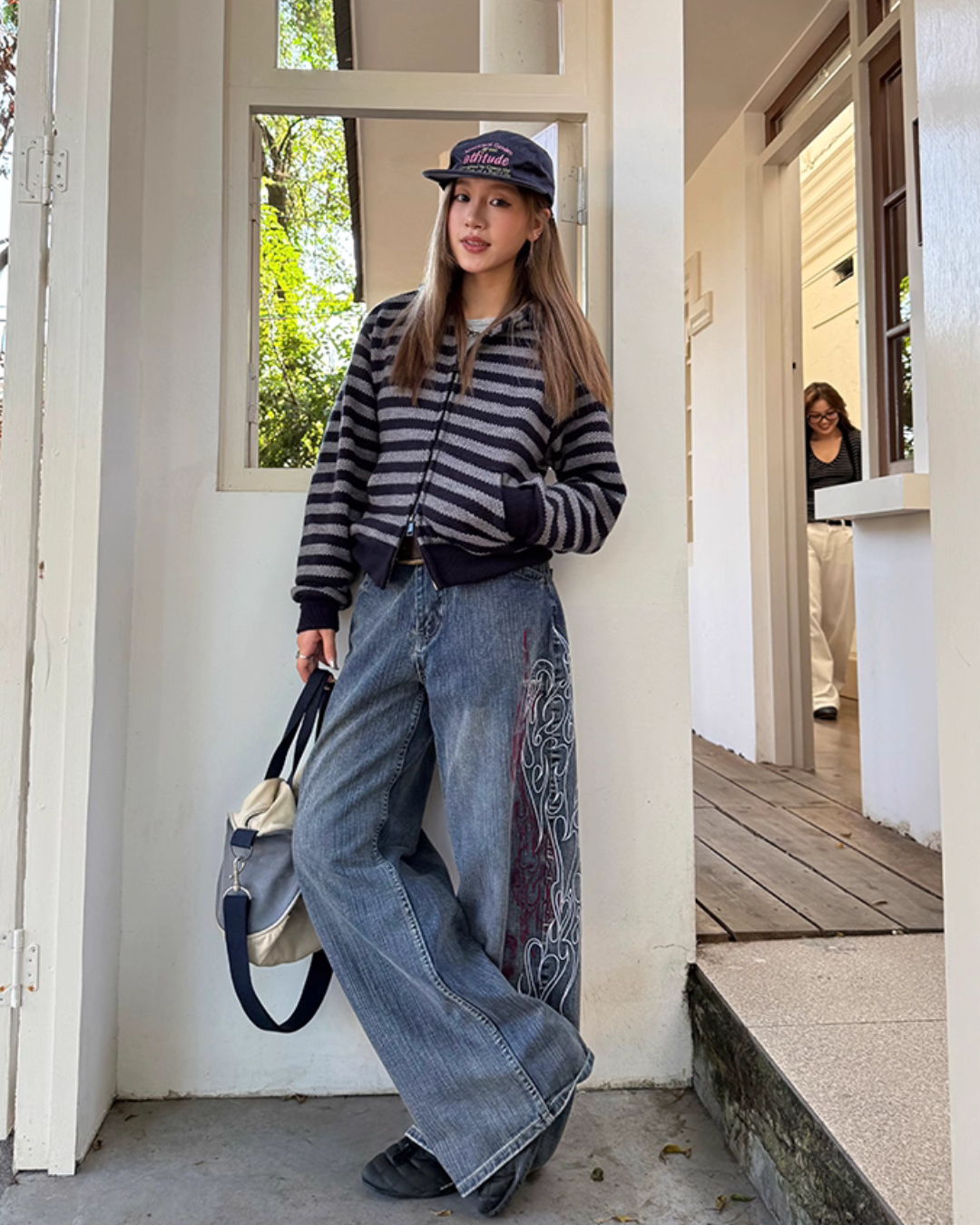 Stripe Knit Zip Hoodie CYE0086