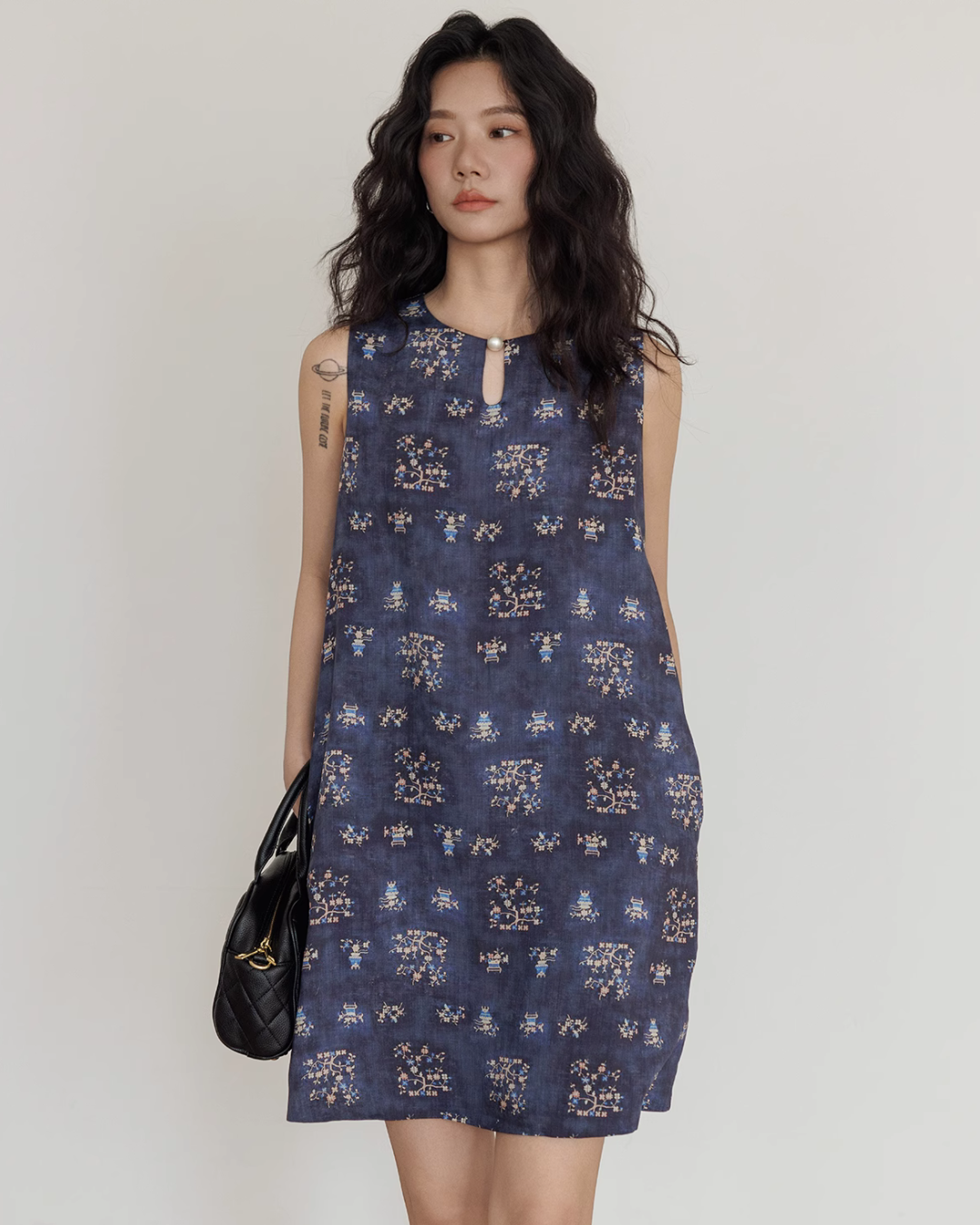 Dark Blue Sleeveless Dress VAS0037