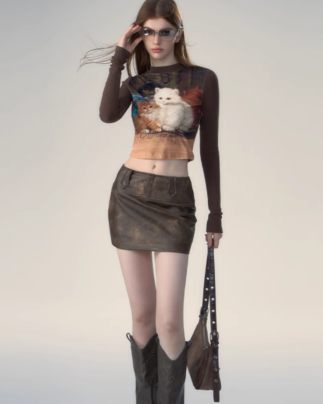 Slim Fit Cat Long Sleeve T-Shirt AFD0018