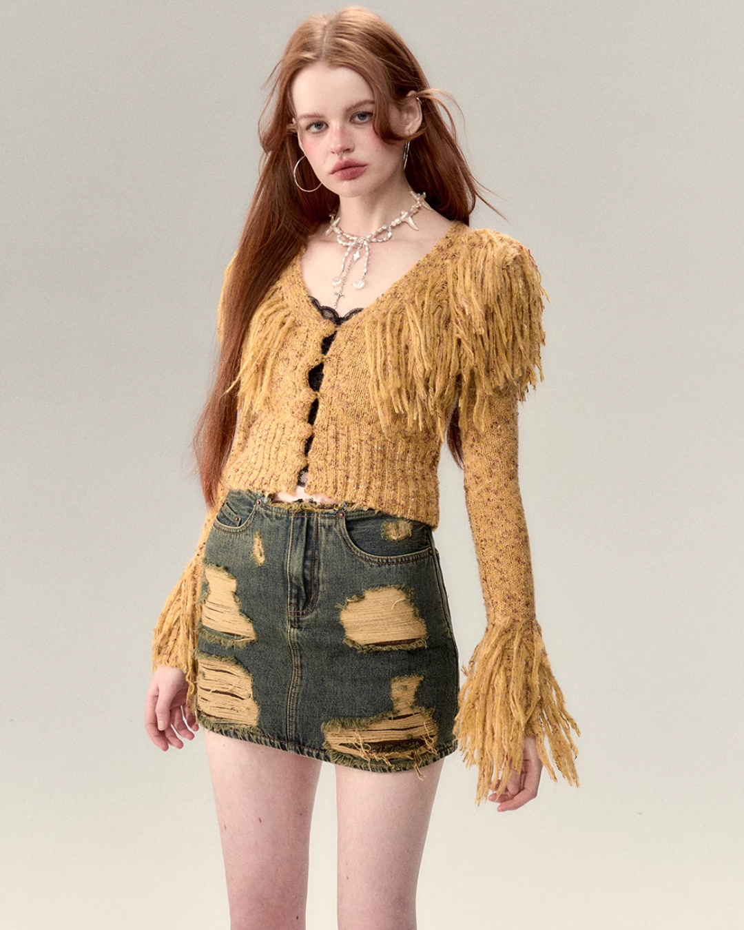 Girly Fringe Knit Tops VPT0007