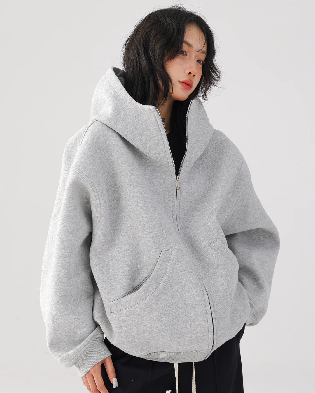 Volume Stand Neck Zip Hoodie ACS0175