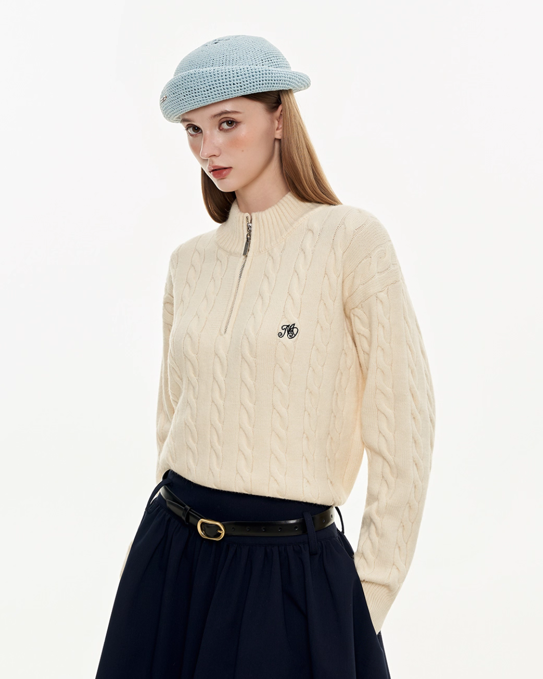 Half Zip Cable Knit MDB0010